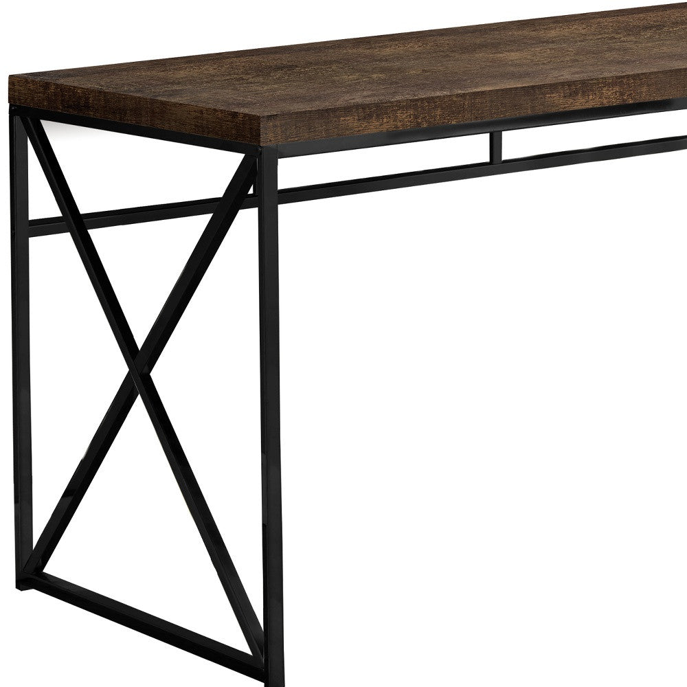 Brown Black Particle Board Metal Computer Desk