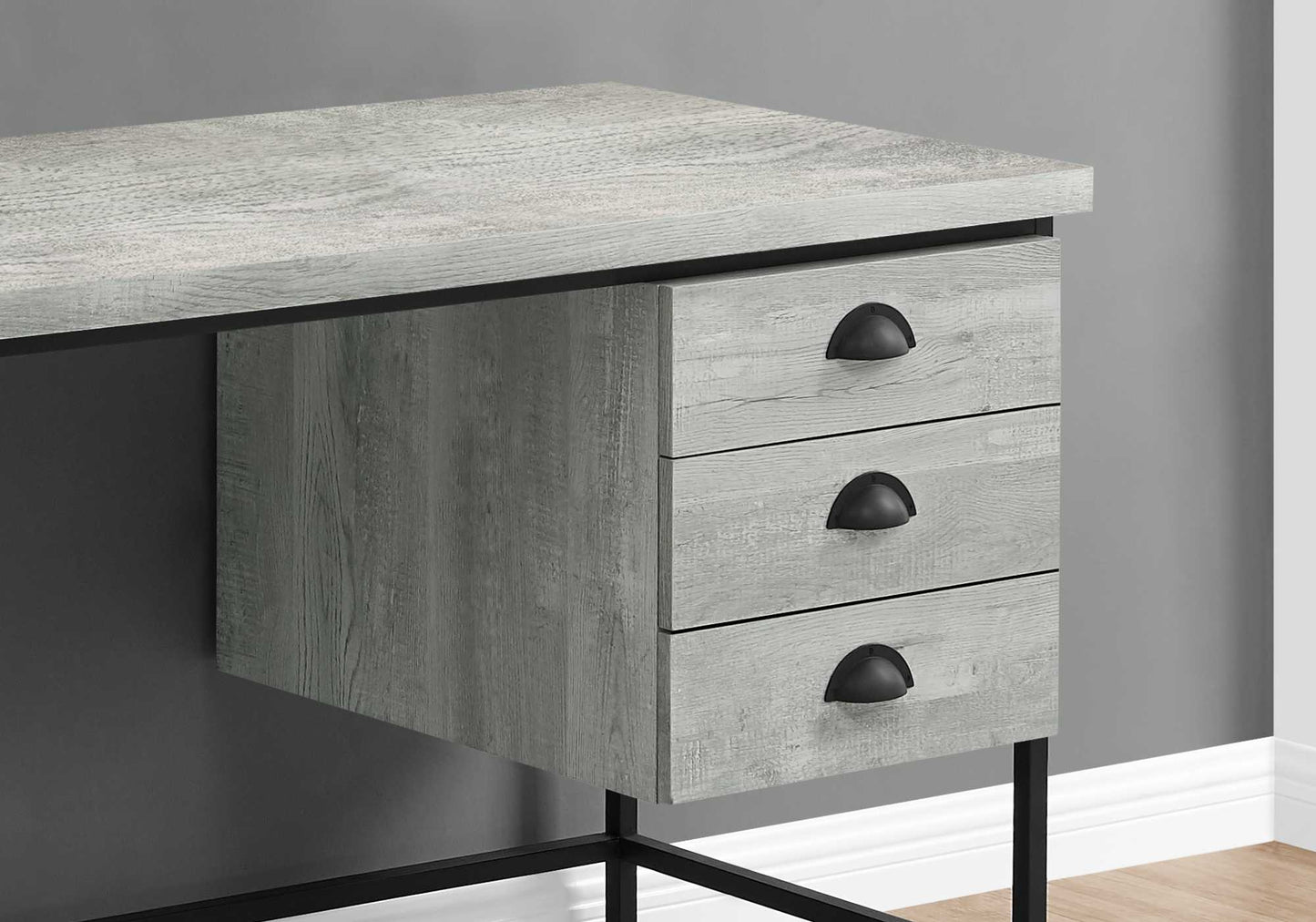 24" Brown Rectangular Computer Desk With Three Drawers