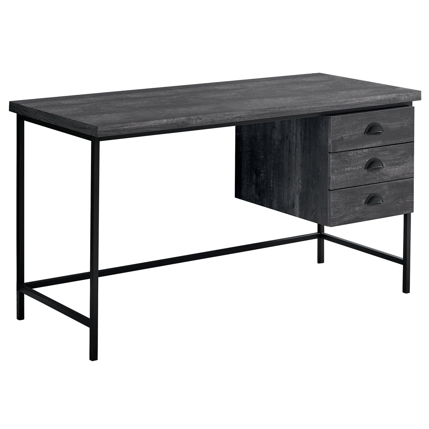 24" Brown Rectangular Computer Desk With Three Drawers