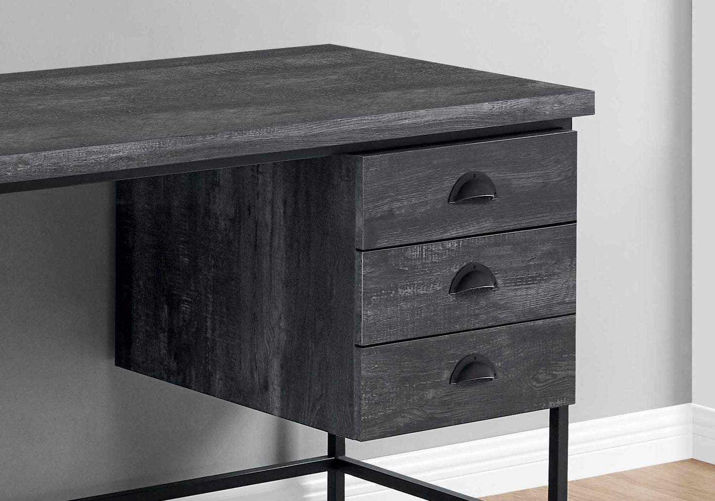 24" Brown Rectangular Computer Desk With Three Drawers