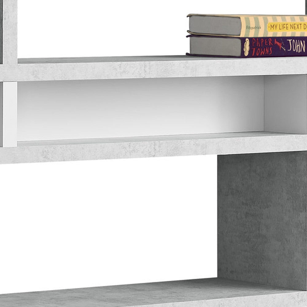55" Gray Twelve Tier Floating Bookcase