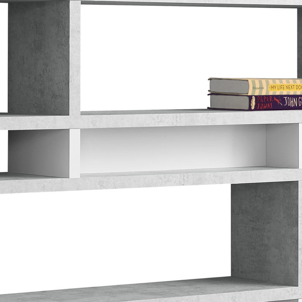 55" Gray Twelve Tier Floating Bookcase