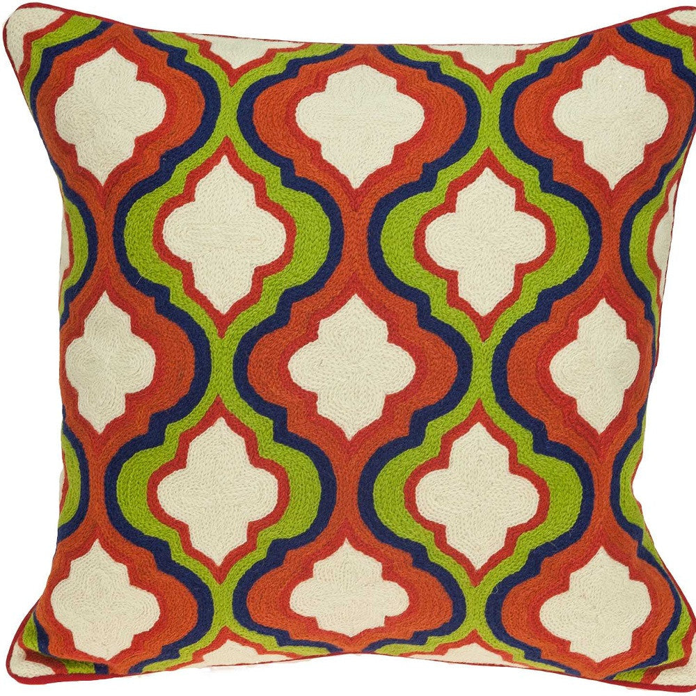 20" X 7" X 20" Handmade Transitional Red And Brown Pillow Cover With Poly Insert