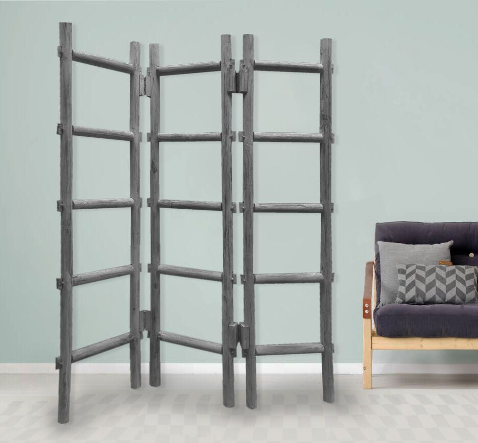 54 X 1.5 X 59 Gray Wood Blanket Rack Screen