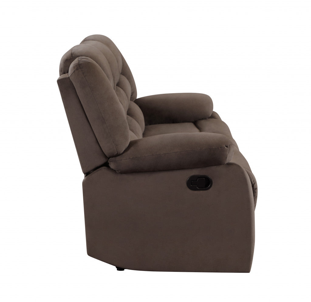 Three Piece Indoor Brown Microsuede Six Person Seating Set