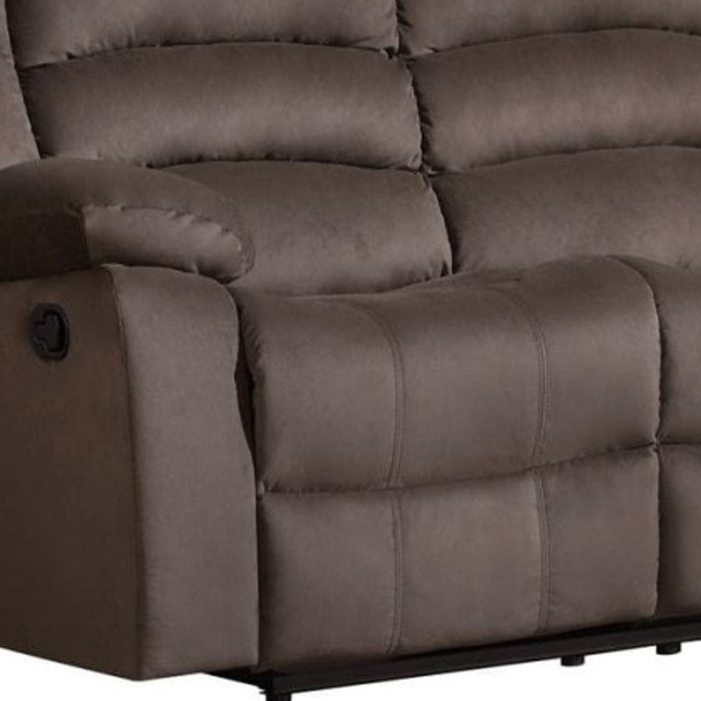 Three Piece Indoor Brown Microsuede Six Person Seating Set