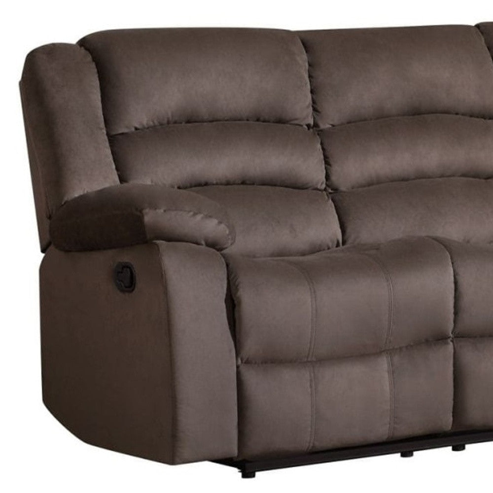 Three Piece Indoor Brown Microsuede Six Person Seating Set