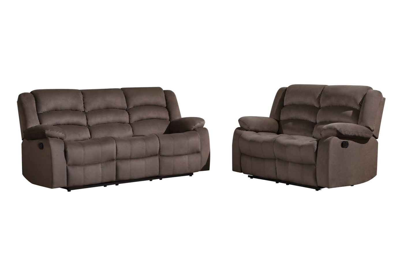 Three Piece Indoor Brown Microsuede Six Person Seating Set