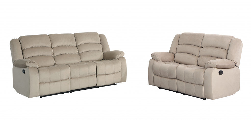 Three Piece Indoor Beige Microsuede Six Person Seating Set