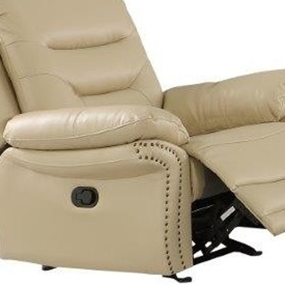 Three Piece Indoor Beige Faux Leather Five Person Seating Set