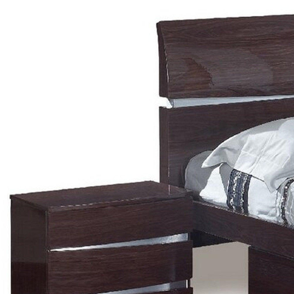 80" X 60" X 42.5" 4Pc Queen Modern Wenge High Gloss Bedroom Set