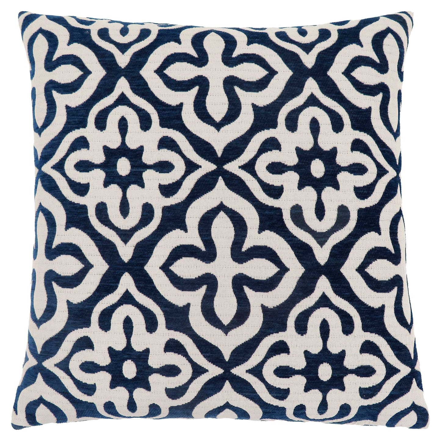 18" X 18" Blue and White Polyester Geometric Zippered Pillow