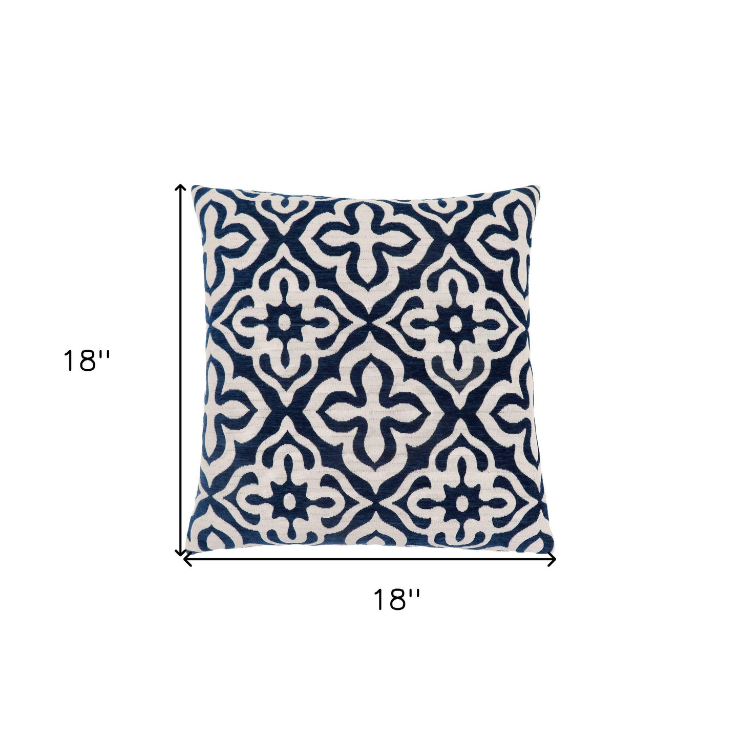 18" X 18" Blue and White Polyester Geometric Zippered Pillow