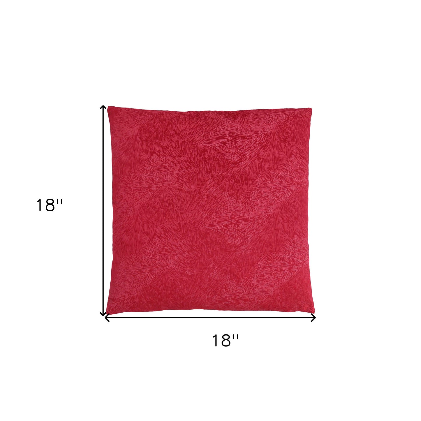 18" X 18" Red Velvet Polyester Feather Zippered Pillow