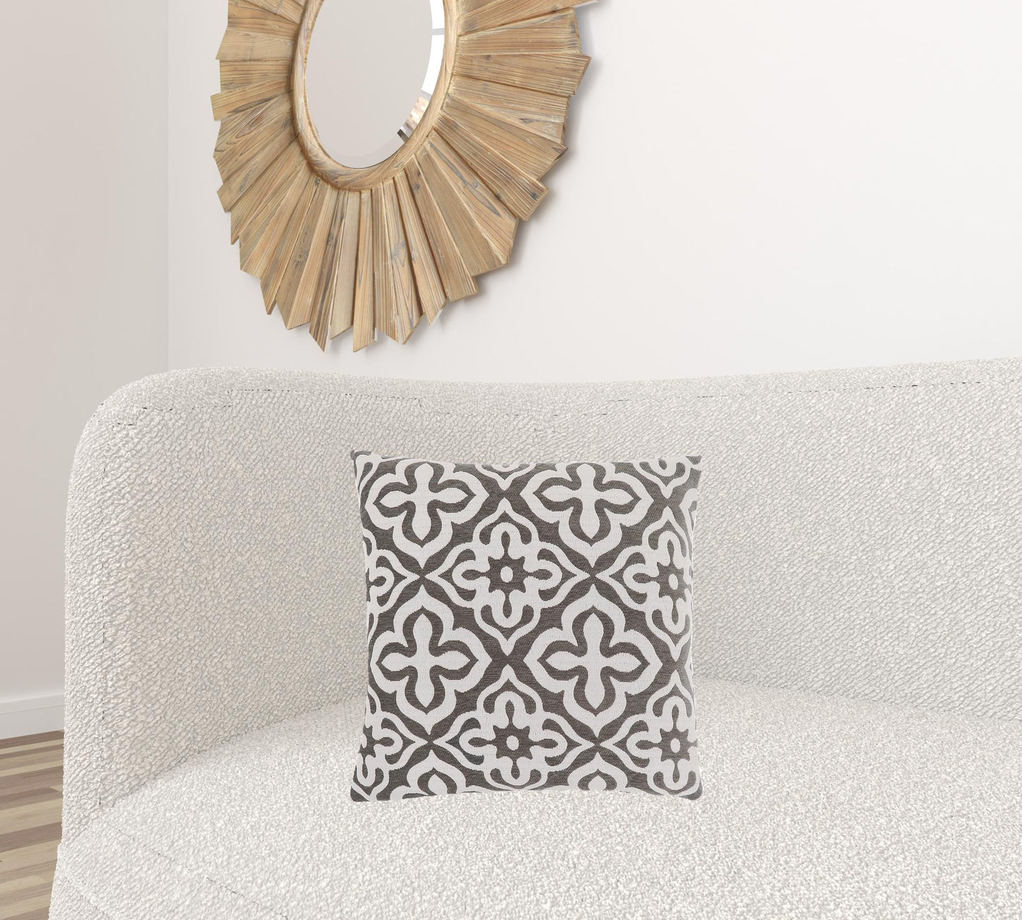 Set Of Two 18" X 18" Gray and White Polyester Geometric Zippered Pillow