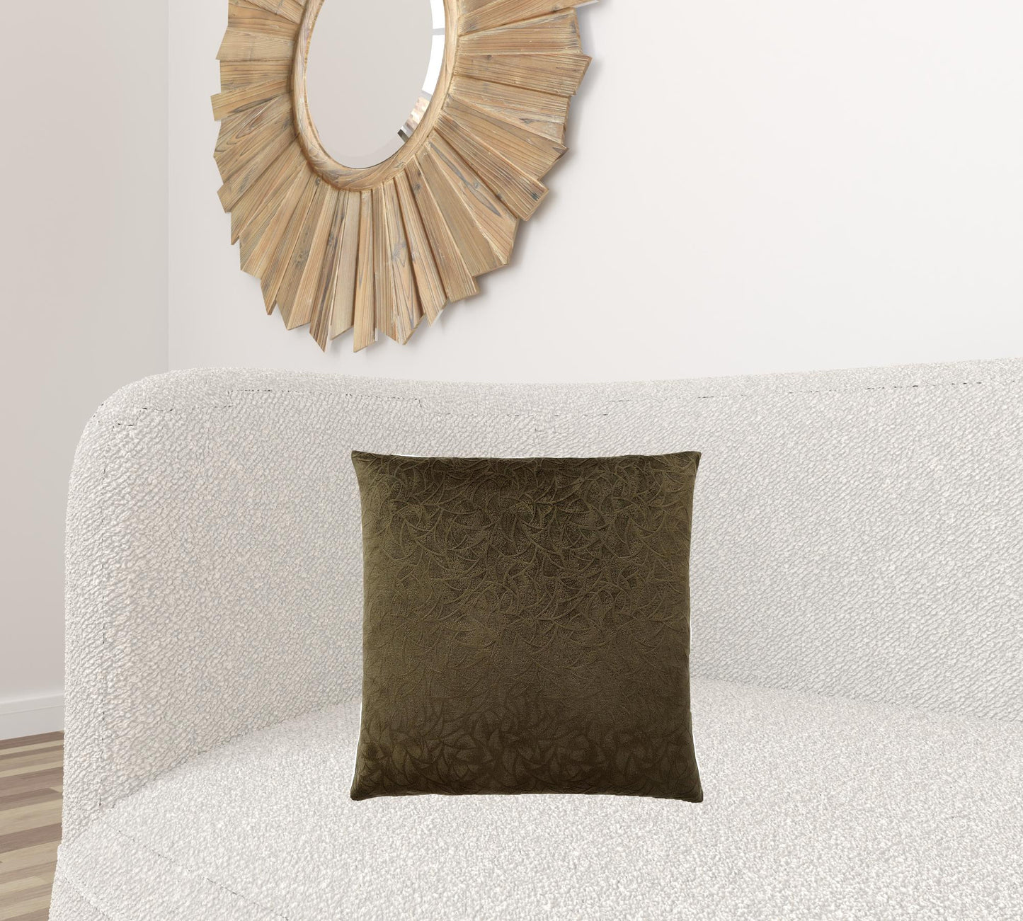 Set Of Two 18" X 18" Light Gray Velvet Polyester Floral Zippered Pillow