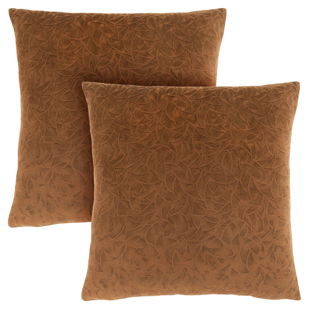 Set Of Two 18" X 18" Light Gray Velvet Polyester Floral Zippered Pillow