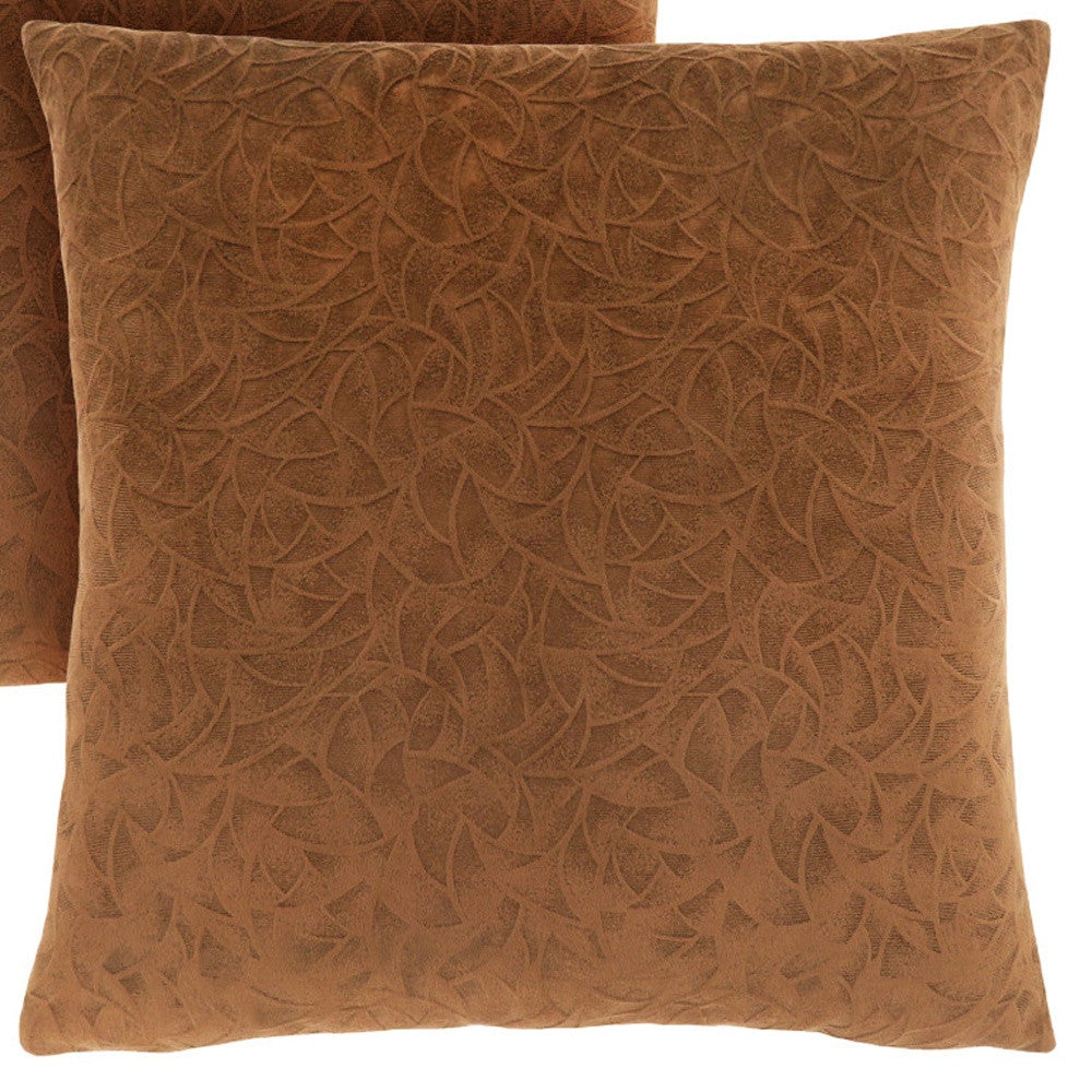 Set Of Two 18" X 18" Light Gray Velvet Polyester Floral Zippered Pillow