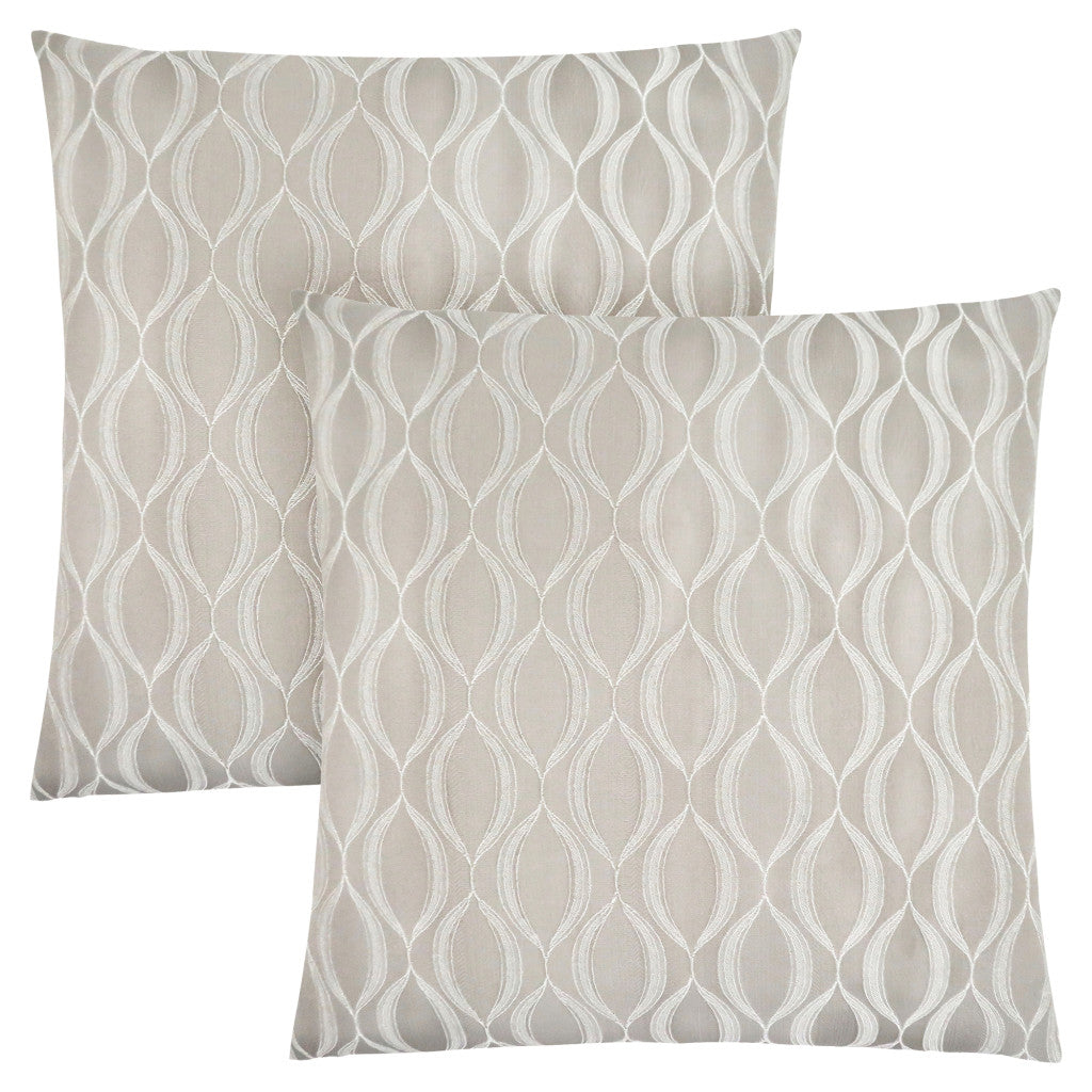 Set Of Two 18" X 18" Taupe Polyester Ogee Zippered Pillow
