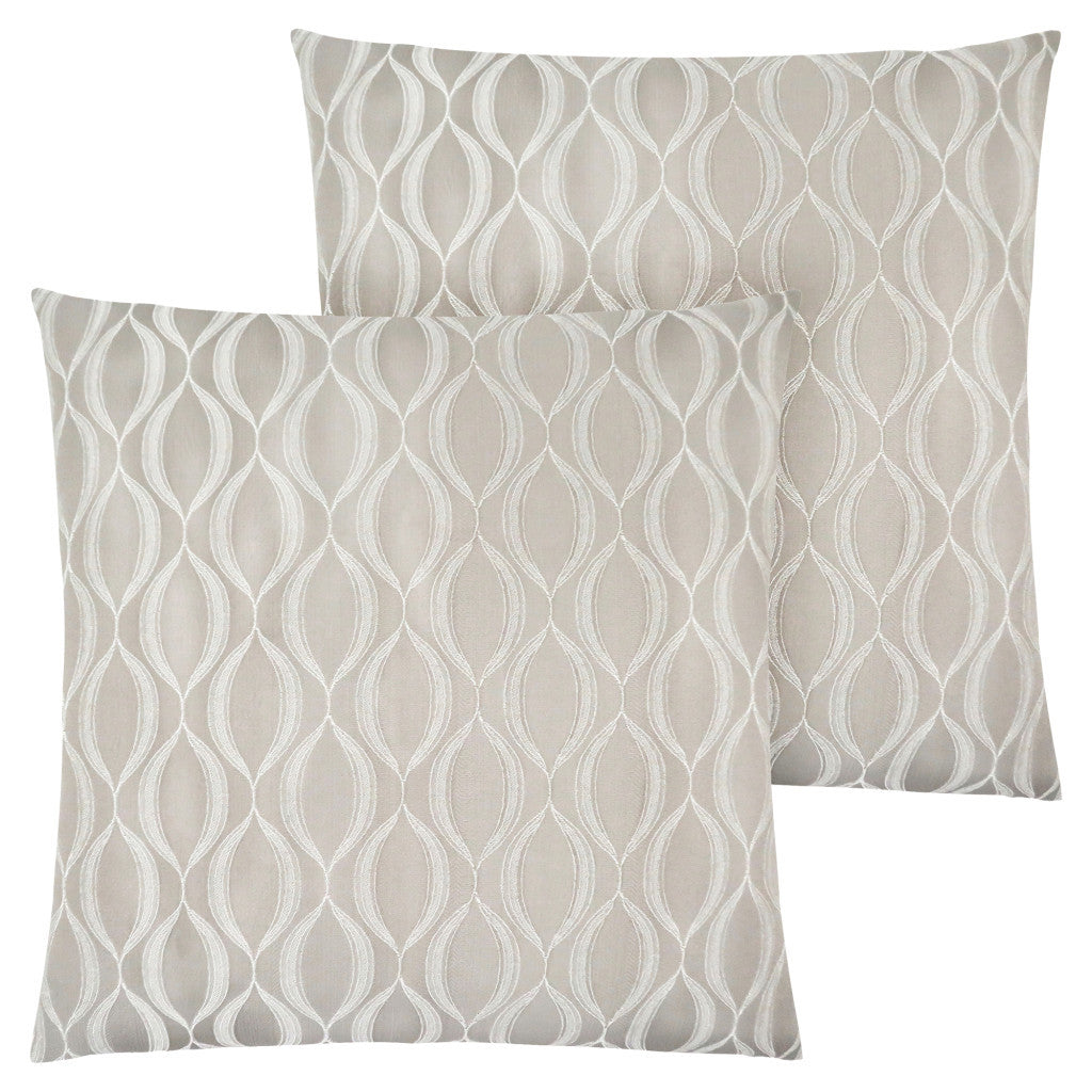 Set Of Two 18" X 18" Taupe Polyester Ogee Zippered Pillow