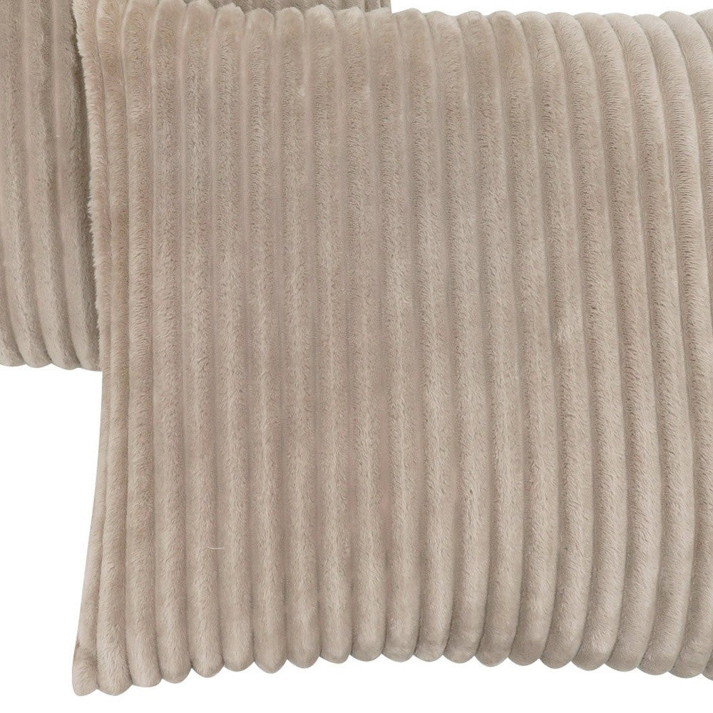 Set Of Two 18" X 18" Black Polyester Ribbed Zippered Pillow