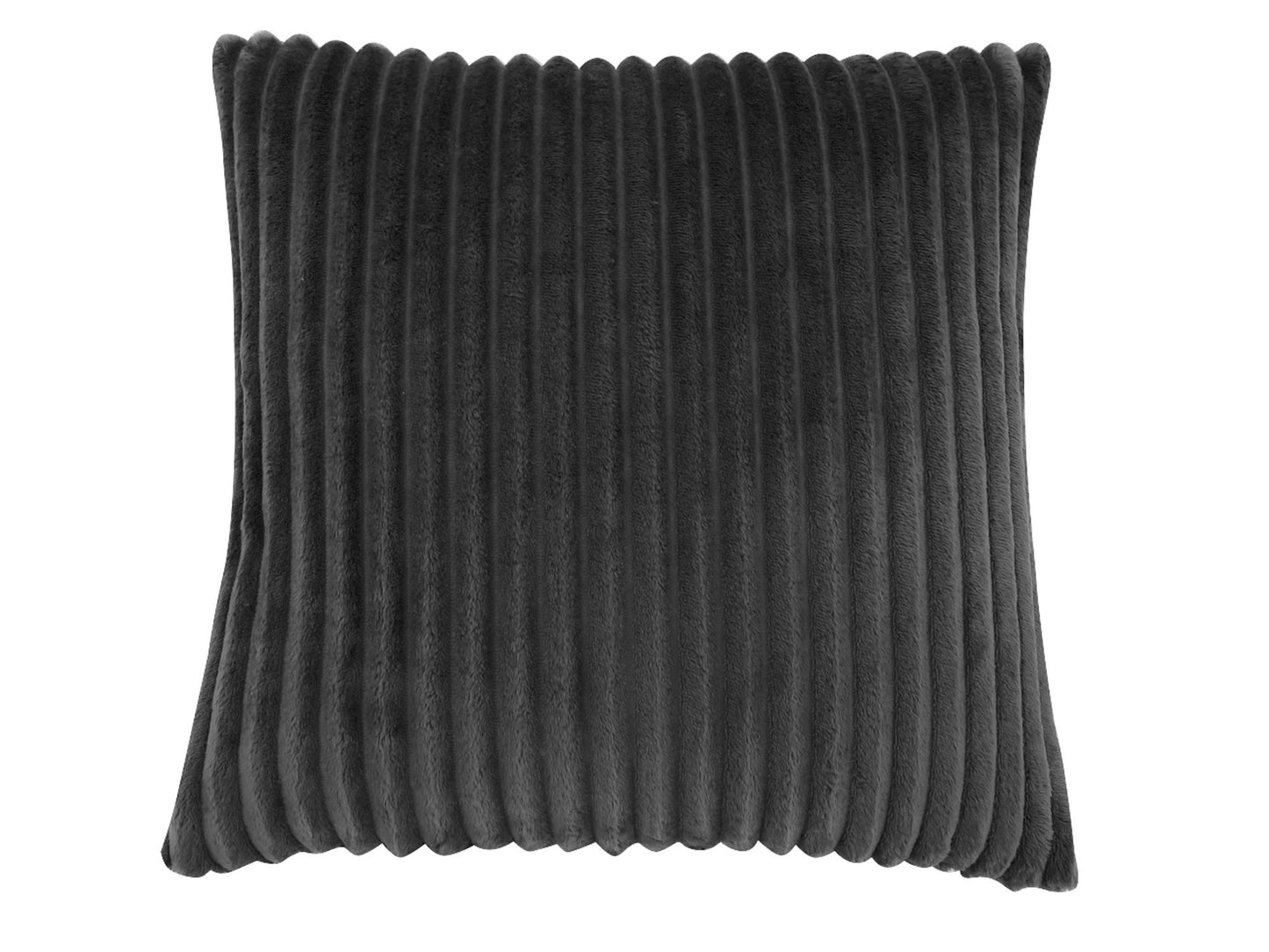 Set Of Two 18" X 18" Black Polyester Ribbed Zippered Pillow