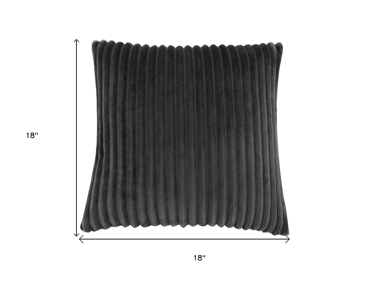 Set Of Two 18" X 18" Black Polyester Ribbed Zippered Pillow