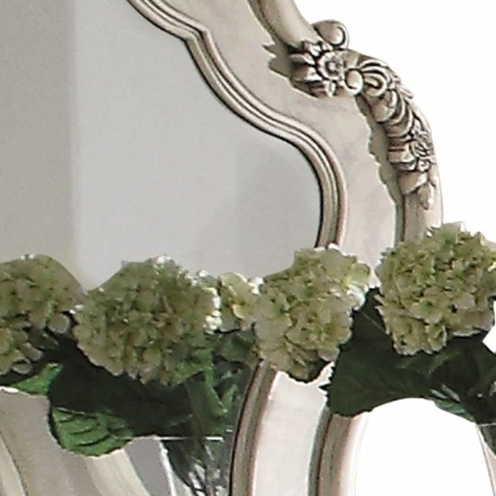 3" X 46" X 48" Antique White Wood Mirror