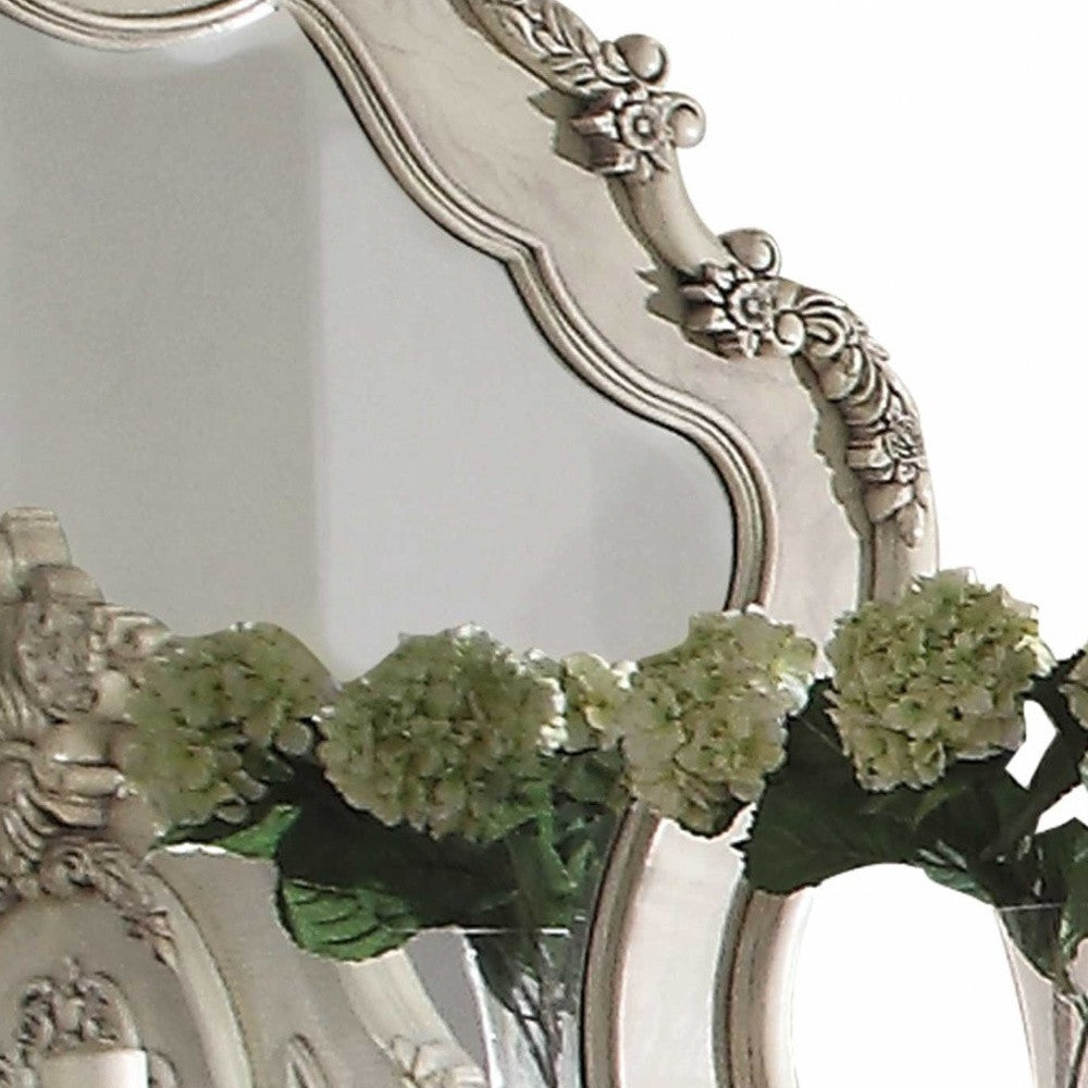 3" X 46" X 48" Antique White Wood Mirror