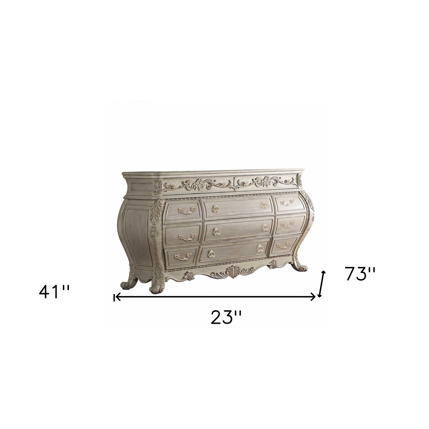18" X 60" X 34" Platinum Wood Dresser