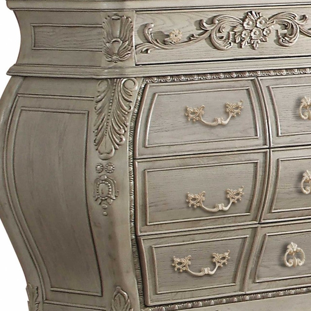 18" X 60" X 34" Platinum Wood Dresser