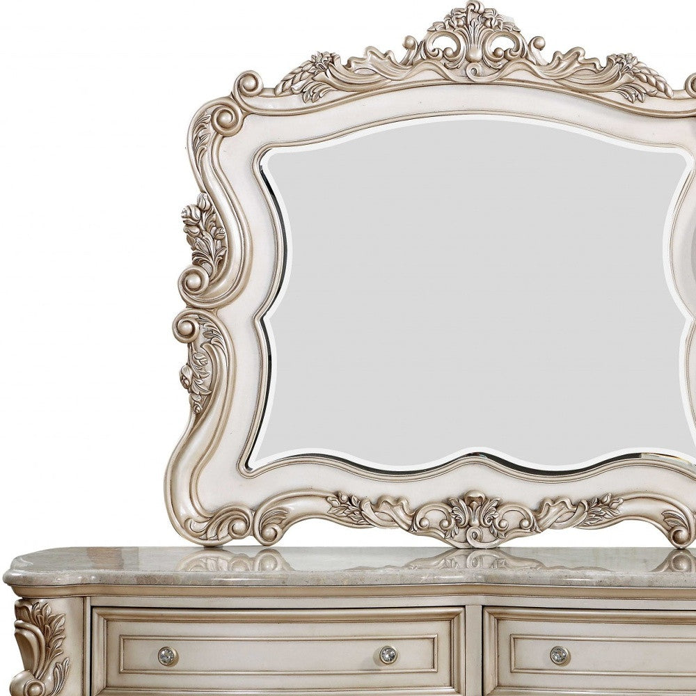 White Novelty Dresser Solid Wood Mirror