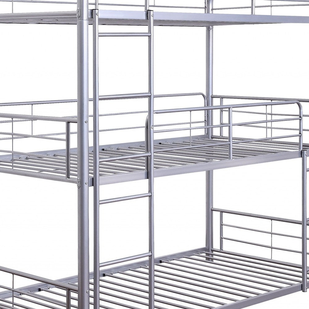 42" X 79" X 74" Gunmetal Metal Triple Bunk Bed - Twin