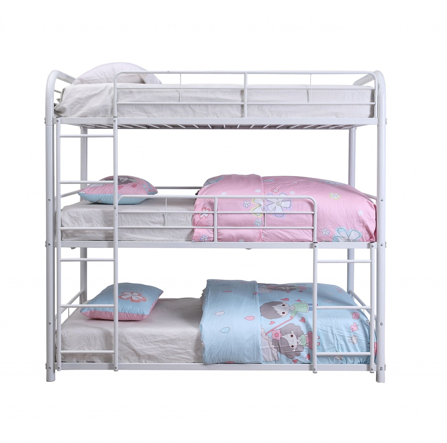 42" X 79" X 74" Gunmetal Metal Triple Bunk Bed - Twin
