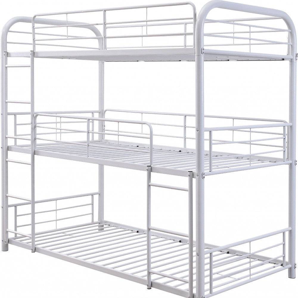 42" X 79" X 74" Gunmetal Metal Triple Bunk Bed - Twin