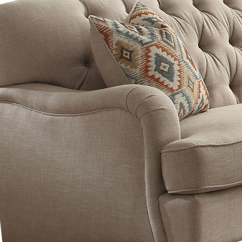 38" X 85" X 37" Beige Fabric Upholstery Sofa w2 Pillows