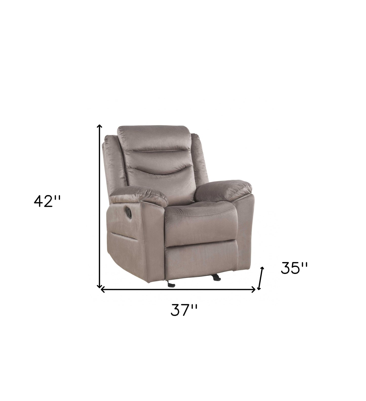 37" X 35" X 42" Velvet Upholstery Metal Reclining Mechanism Glider Recliner