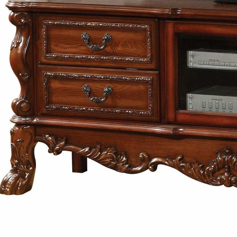 21" X 74" X 31" Antique Platinum Wood Poly Resin Glass Tv Console