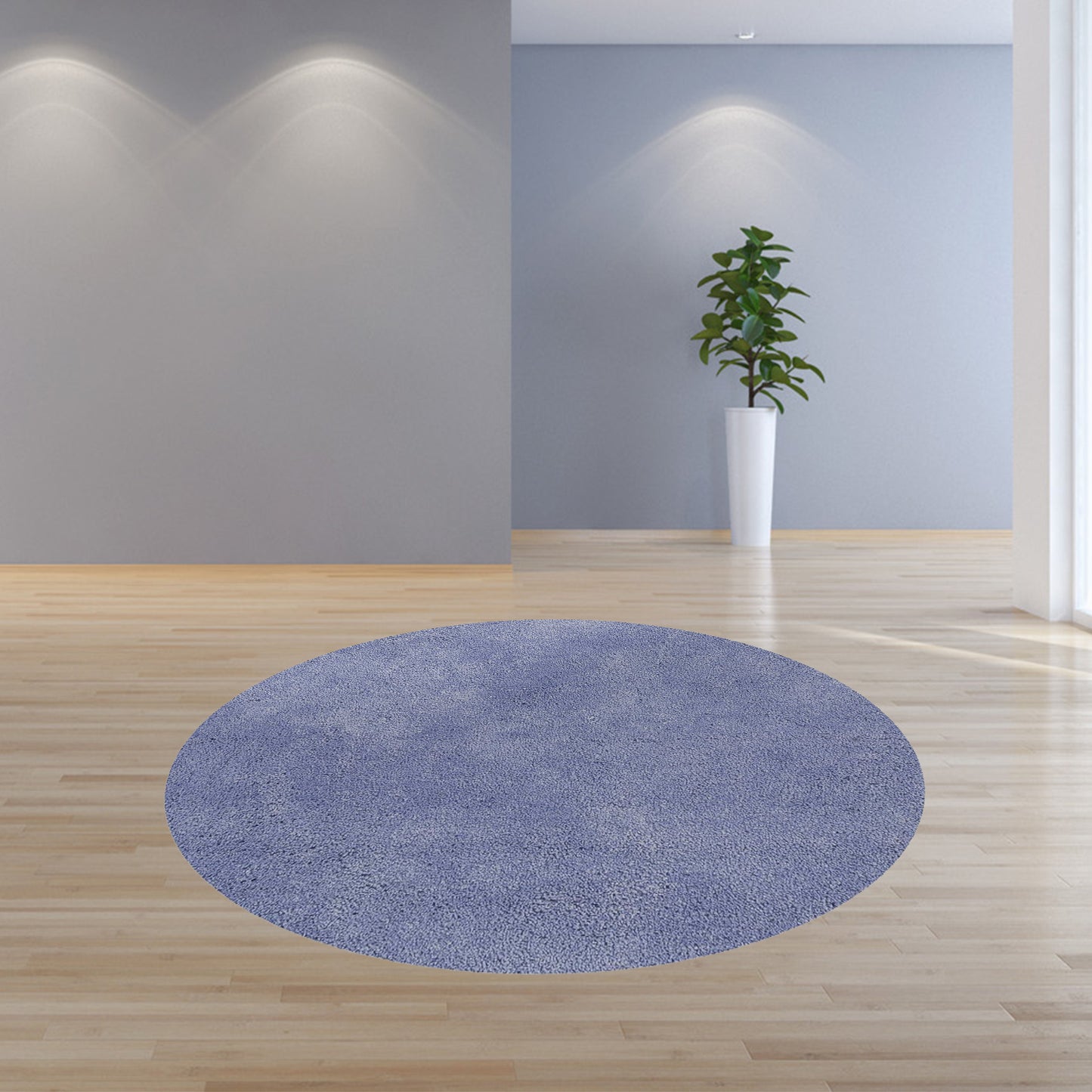 8' Round Polyester Purple Area Rug