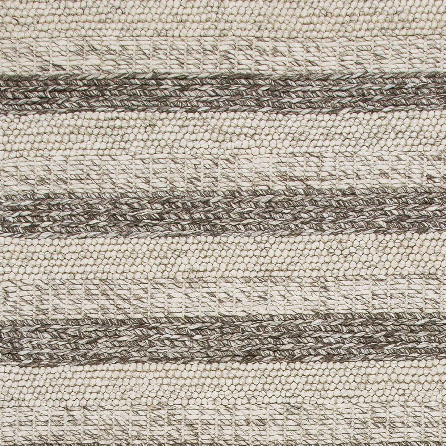 8'X10' Grey White Hand Woven Knobby Stripes Indoor Area Rug