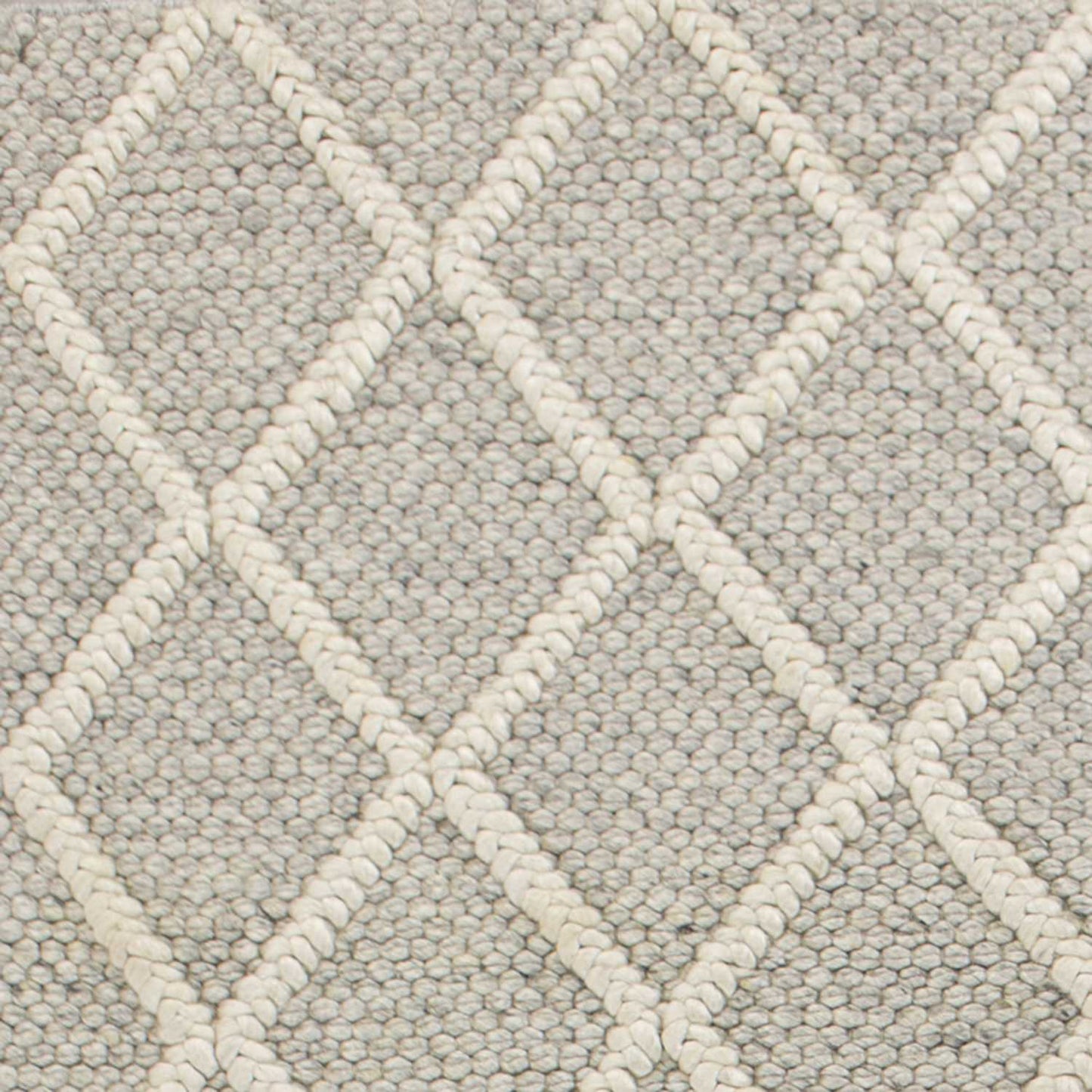 3' X 5' Grey Braided Diamonds Wool Indoor Area Rug