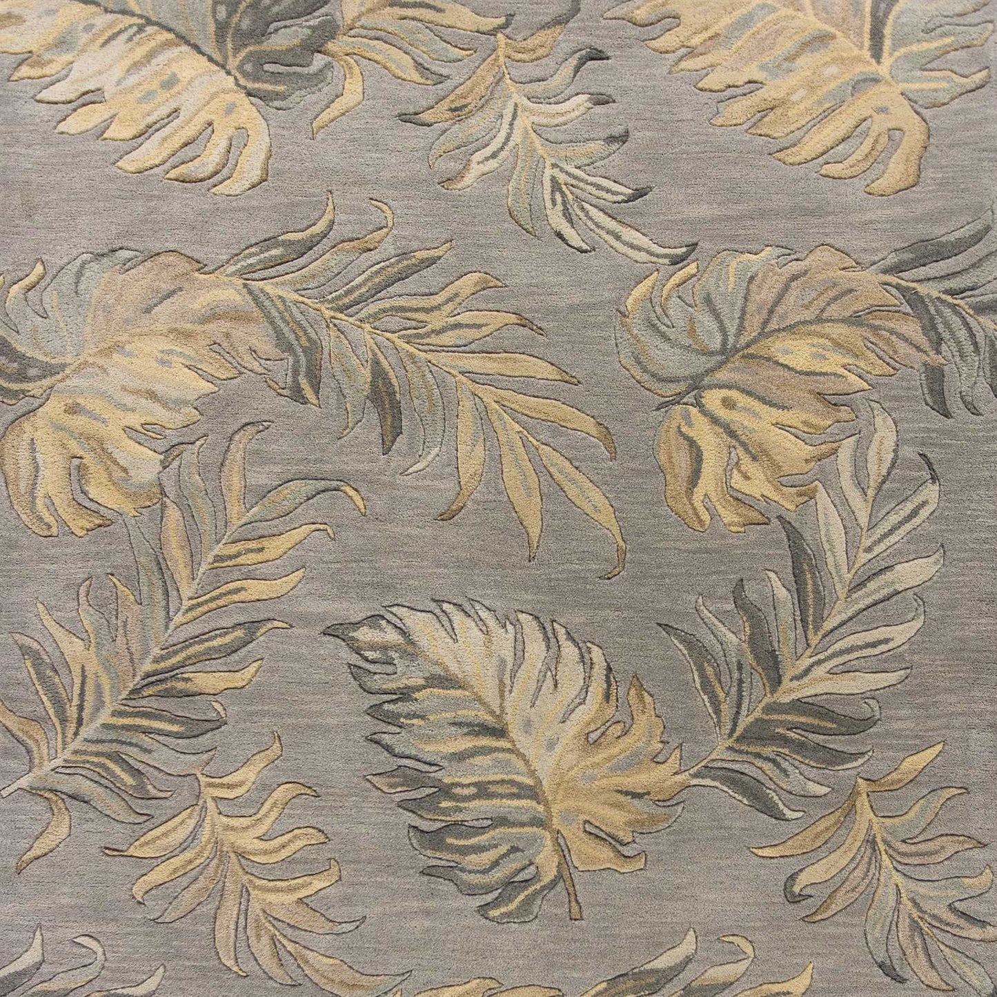 5'X8' Grey Hand Tufted Tropical Palms Indoor Area Rug