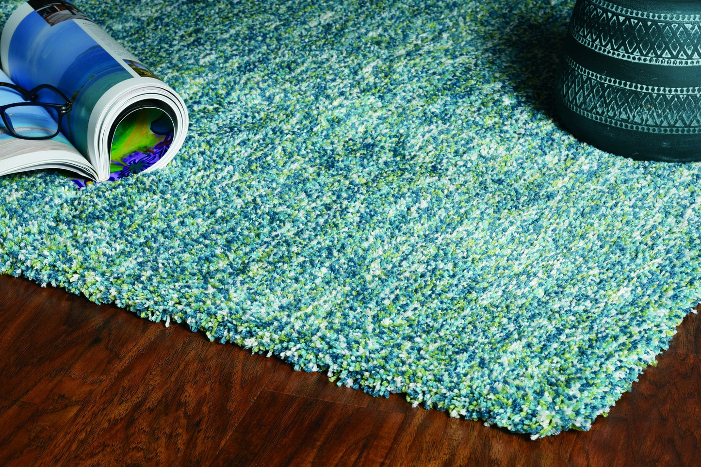 8' Round Polyester Seafoam Heather Area Rug