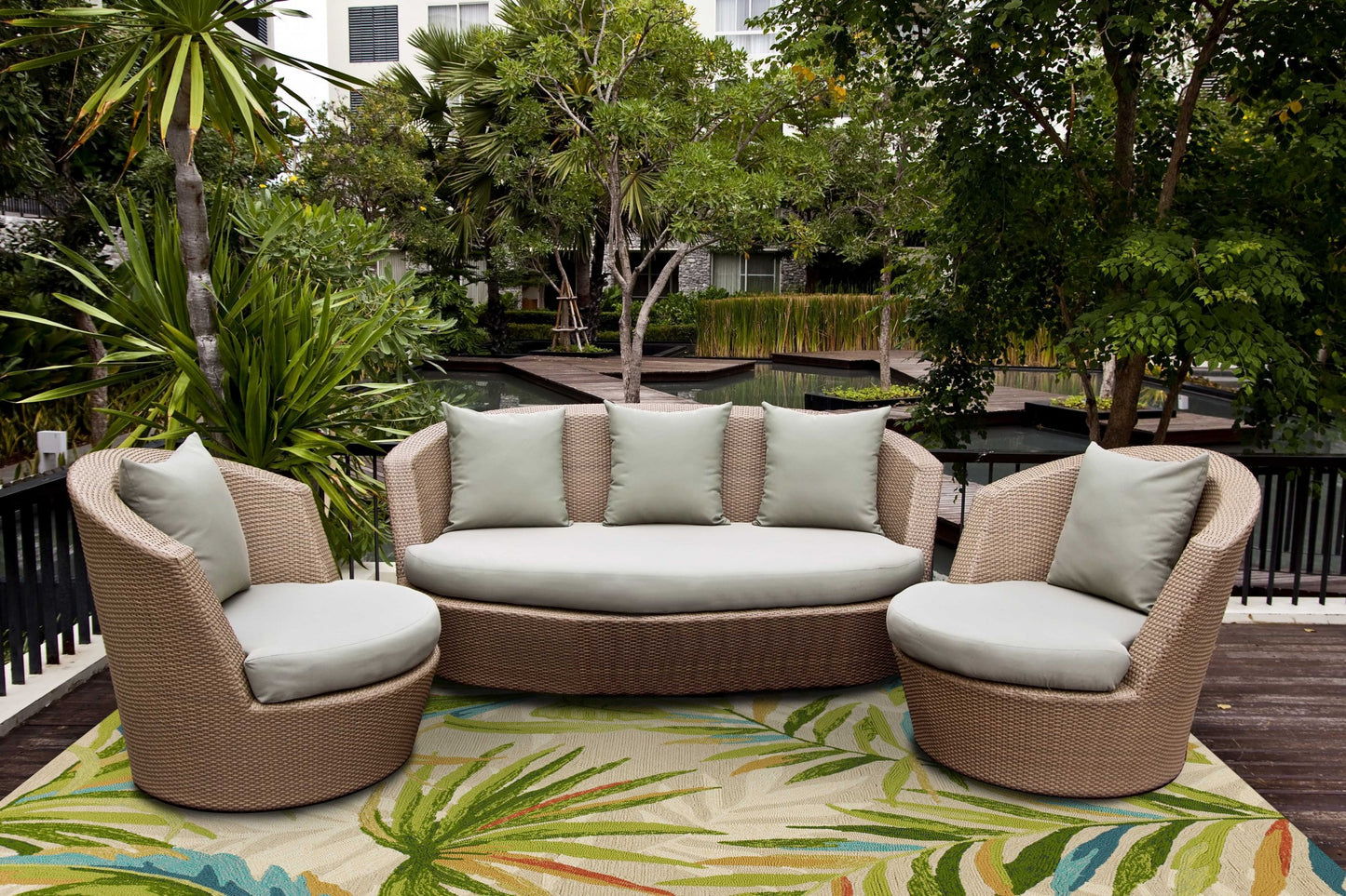 3' X 5' Sand Tropical Uv Treated Area Rug
