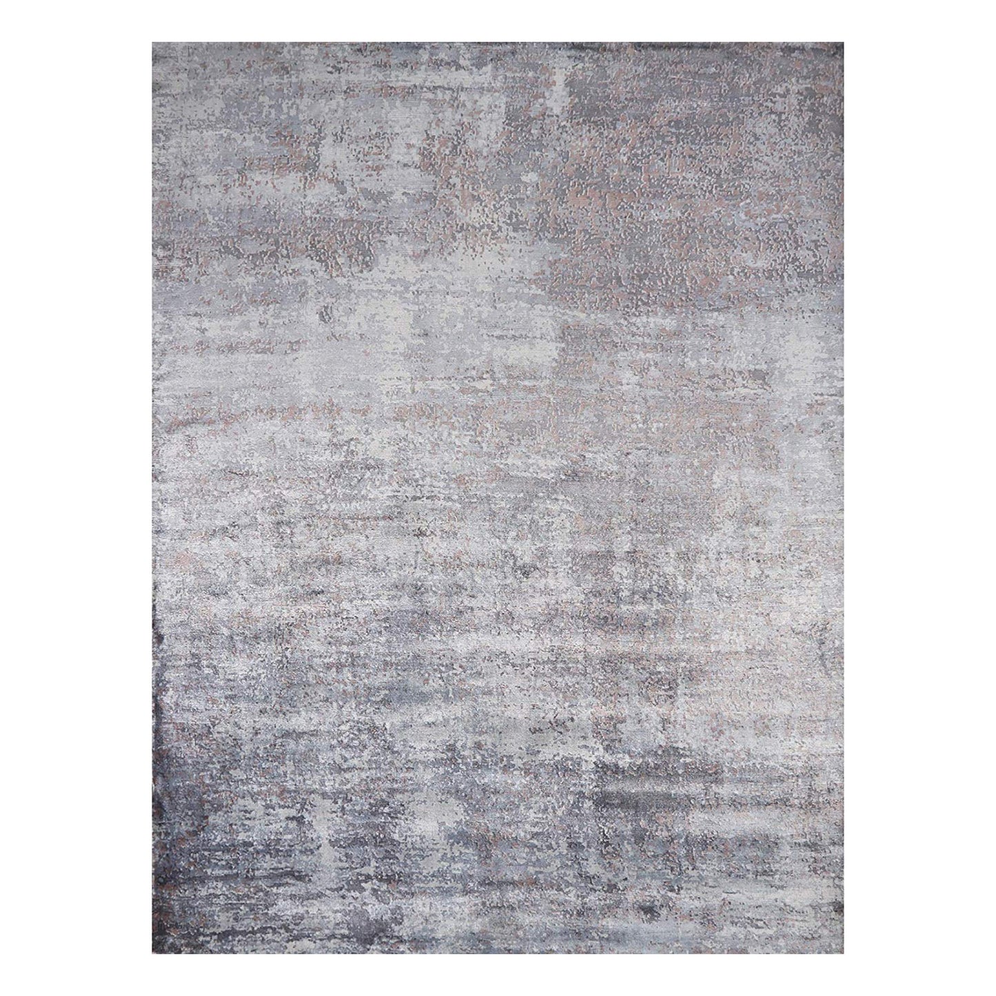 8'X10' Slate Grey Hand Loomed Abstract Brushstroke Indoor Area Rug