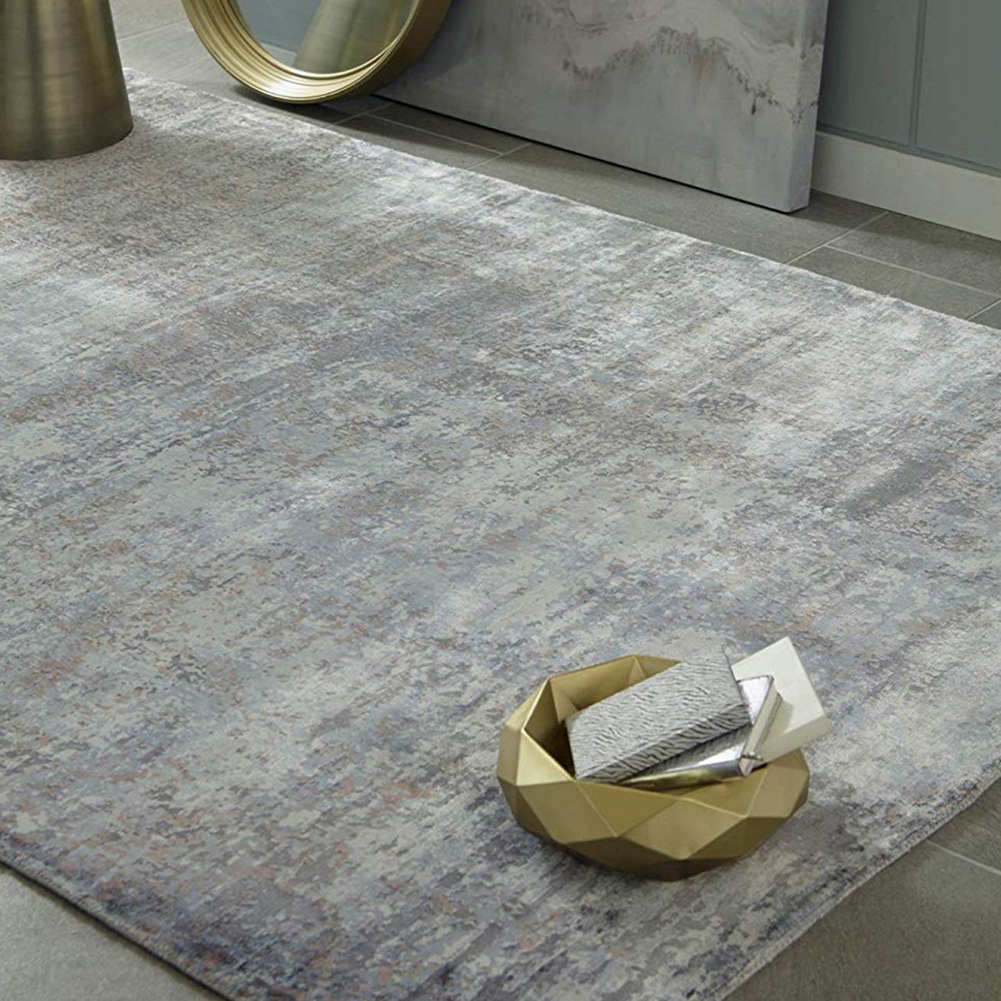 8'X10' Slate Grey Hand Loomed Abstract Brushstroke Indoor Area Rug