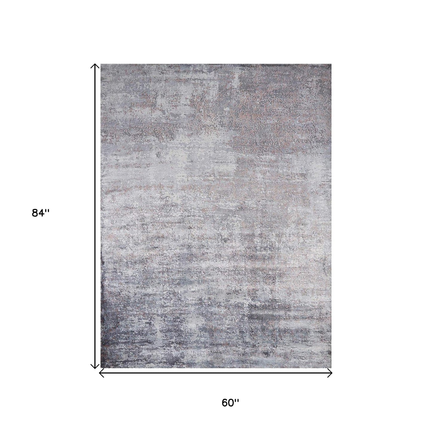 8'X10' Slate Grey Hand Loomed Abstract Brushstroke Indoor Area Rug