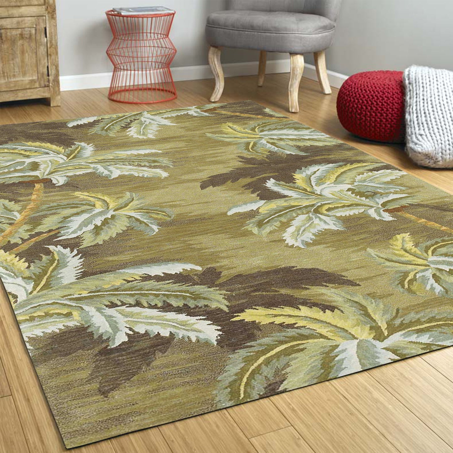 5' Round Wool Moss Area Rug