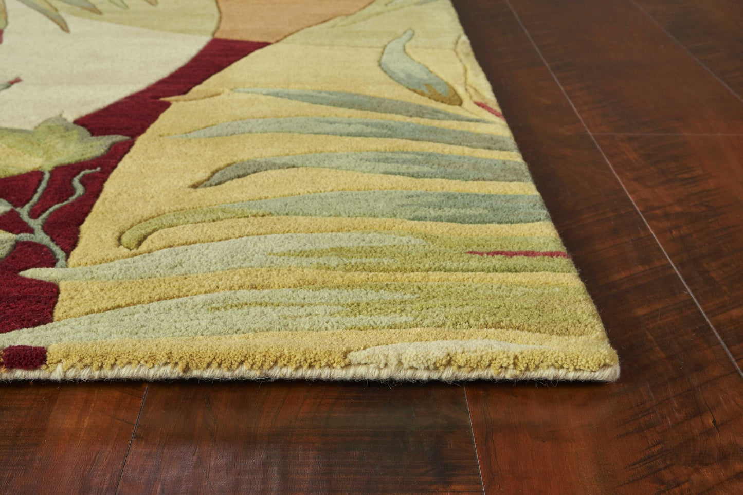 5' Round Wool Coral Or Ivory Area Rug