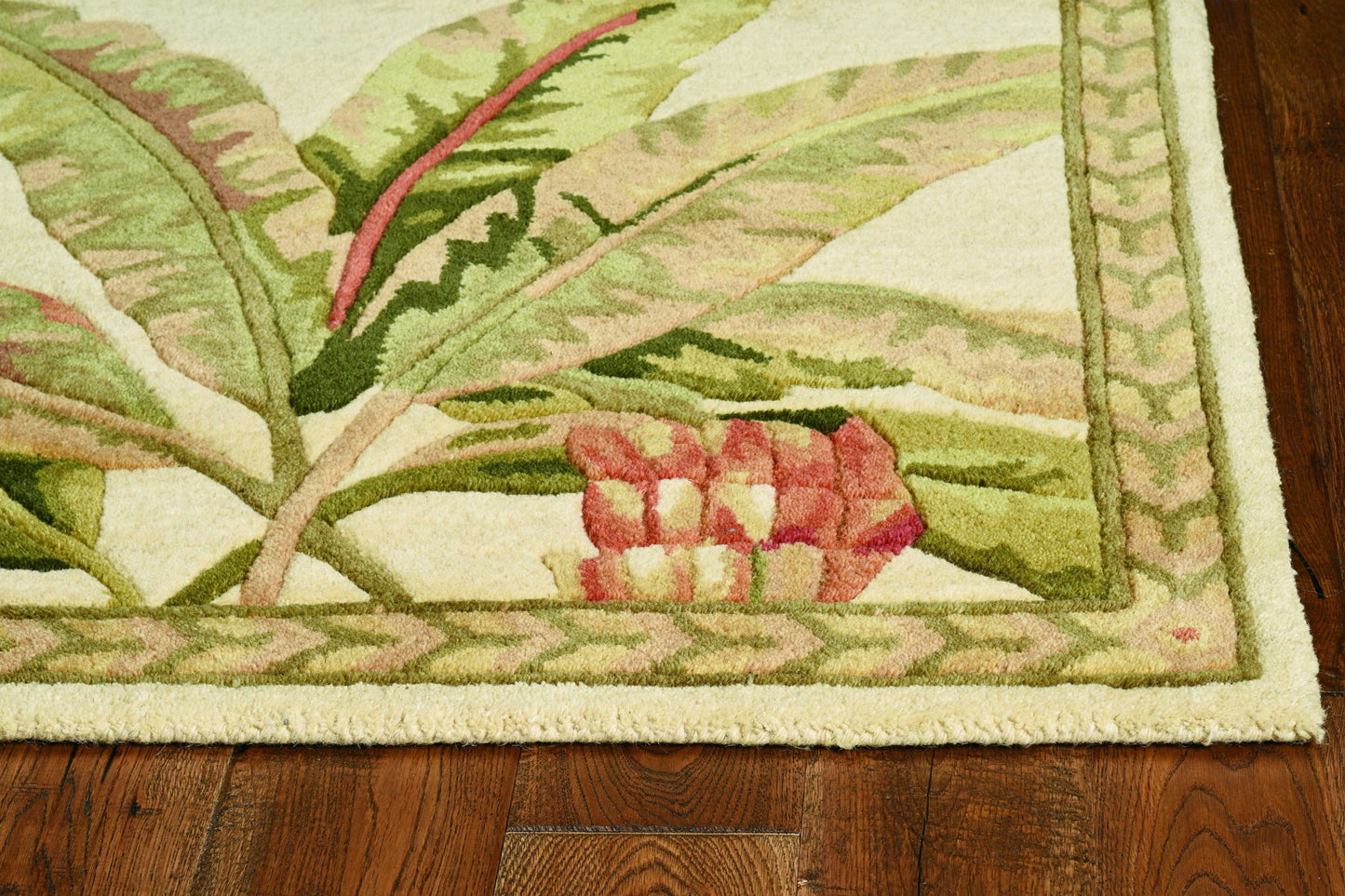 10' Ivory Hand Tufted Tropical Indoor Runner Rug
